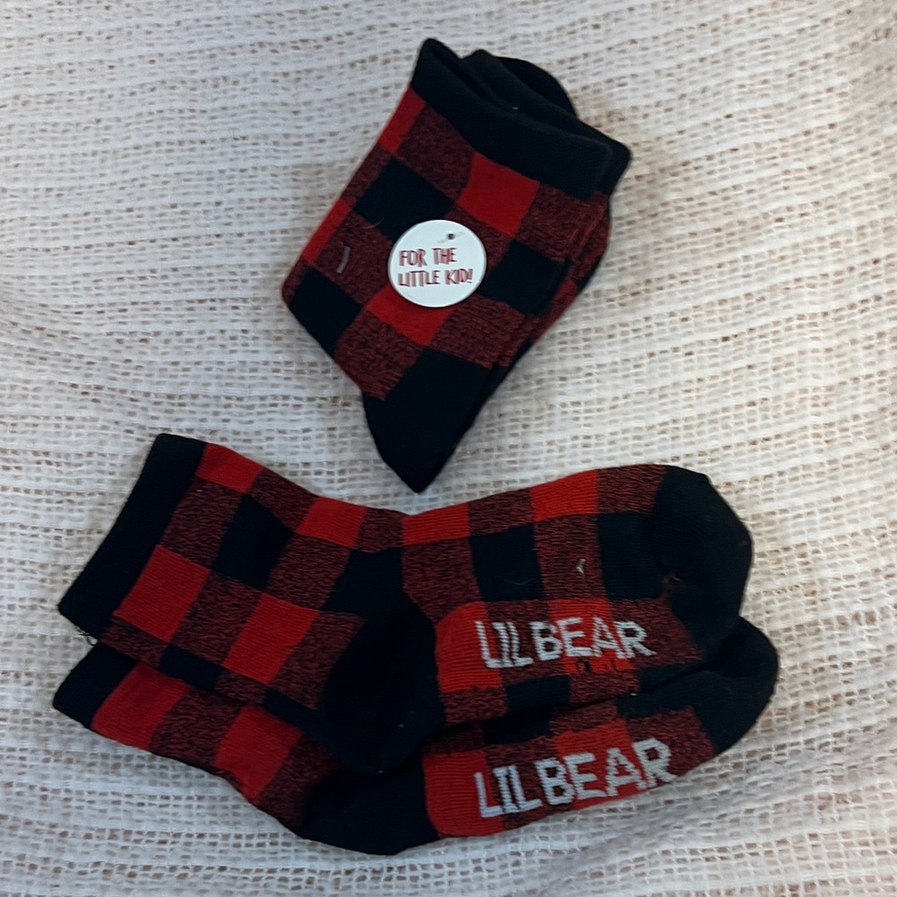 Red and Black Plaid  kids  Casual Socks